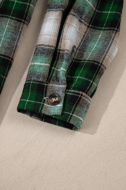 Signature Women’s Flannel Shirt Jacket with Hood – Green Luxe Edition