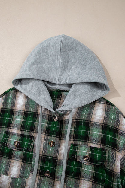 Signature Women’s Flannel Shirt Jacket with Hood – Green Luxe Edition