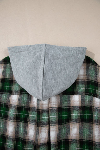 Signature Women’s Flannel Shirt Jacket with Hood – Green Luxe Edition